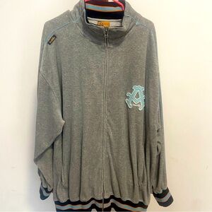 Vintage 90's Akademiks Mens XXL Gray Full Zip Velour Track Jacket